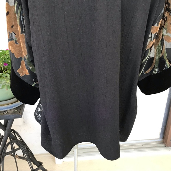 ✨Spencer Alexis Vintage Kimono Jacket/Top With Velveteen Trim, SzS - Picture 7 of 11